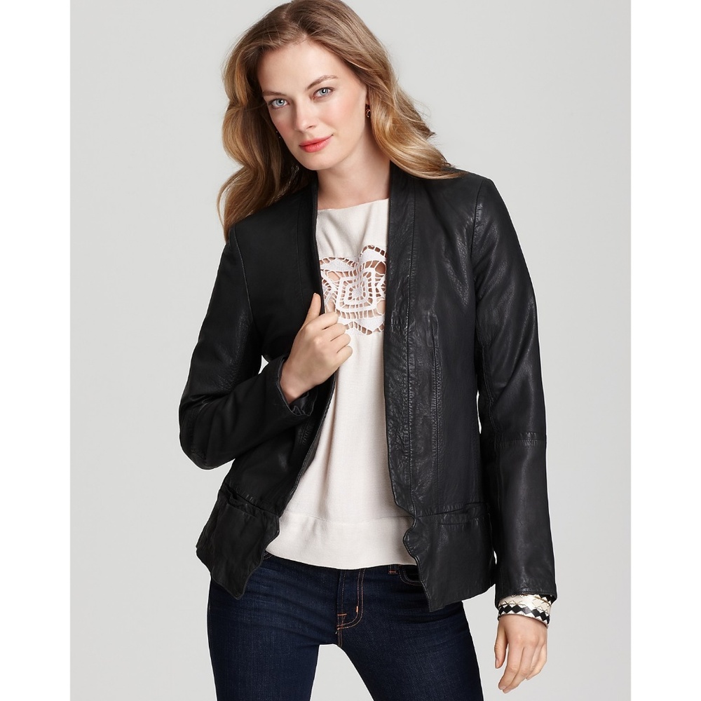 French ConnLondon Leather Tuxedo Biker Moto - Picture 1 of 8